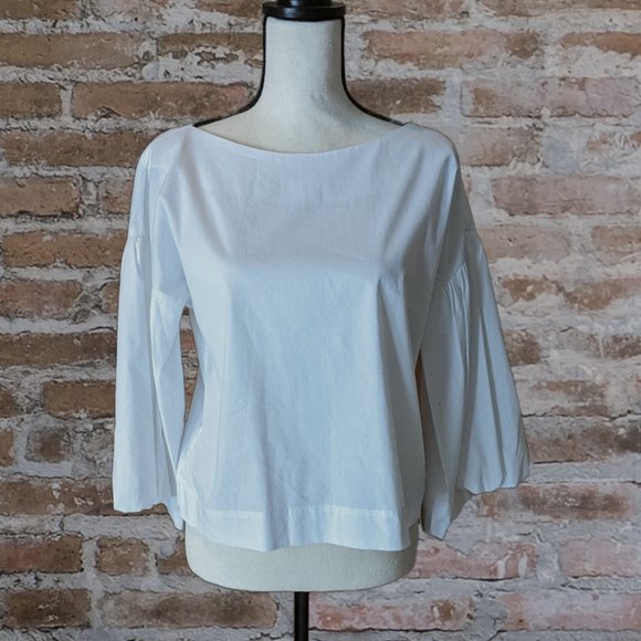 BCBGMaxAzria Tops - NEW BCBG Maxazria White Puff Sleeved Top